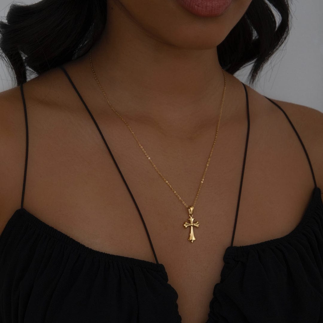 BohoMoon Stainless Steel Heavenly Cross Necklace Gold