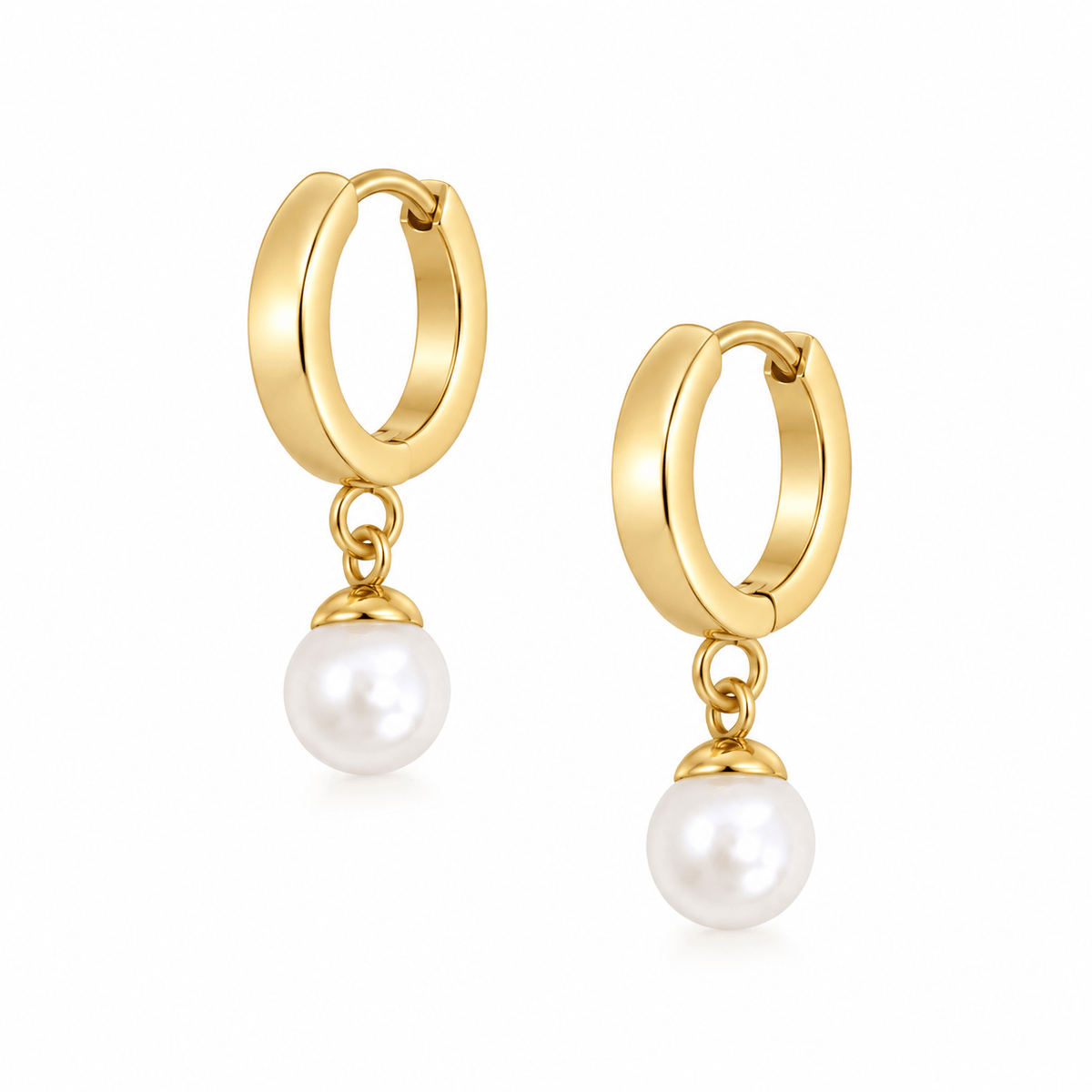 Bohomoon Stainless Steel Honolulu Pearl Hoop Earrings