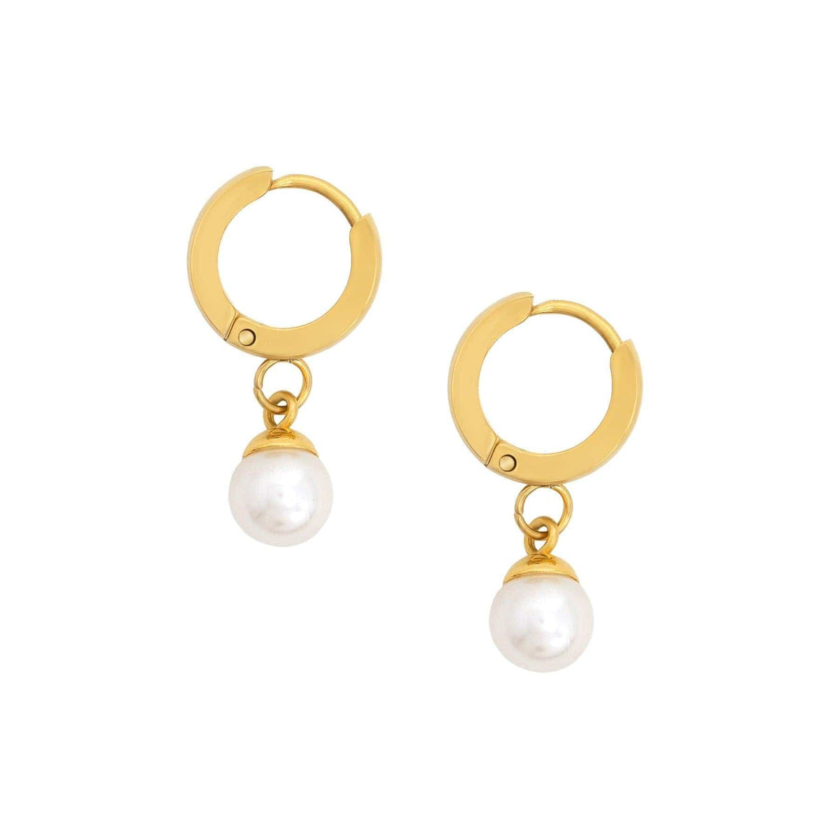 BohoMoon Stainless Steel Honolulu Pearl Hoop Earrings Gold