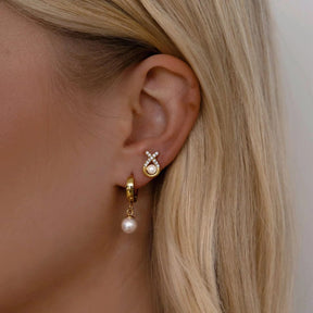 BohoMoon Stainless Steel Honolulu Pearl Hoop Earrings Gold