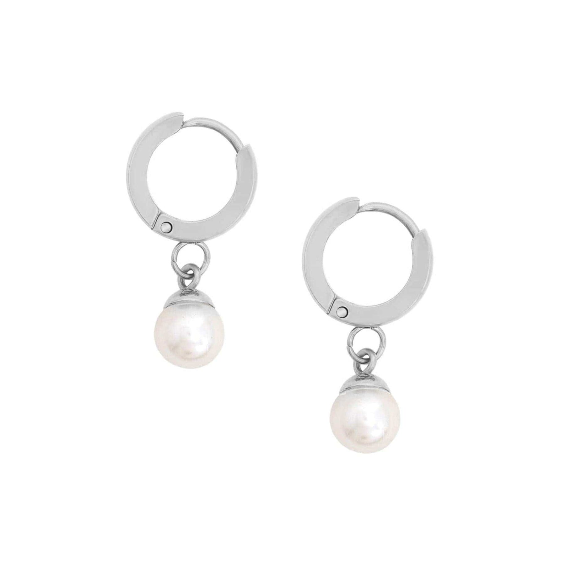 Bohomoon Stainless Steel Honolulu Pearl Hoop Earrings