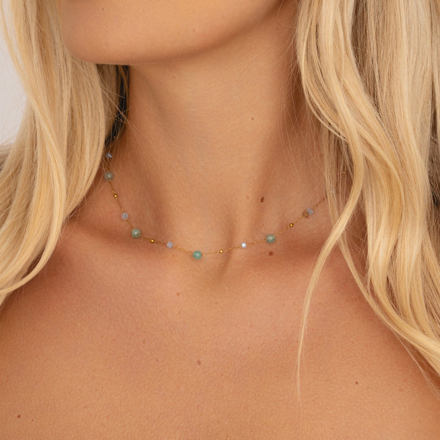 Bohomoon Stainless Steel Ice Blue Choker / Necklace