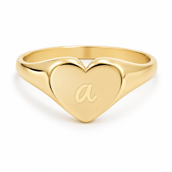 Bohomoon Stainless Steel In My Heart Initial Signet Ring