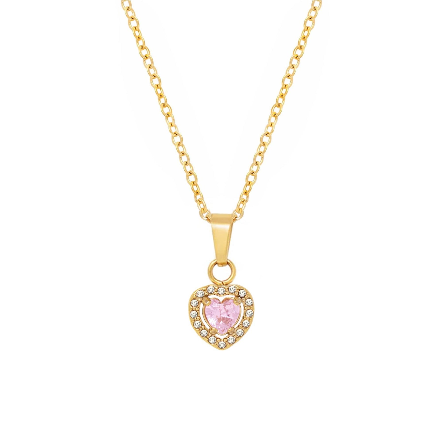 BohoMoon Stainless Steel Infinity Heart Necklace Gold / Pink
