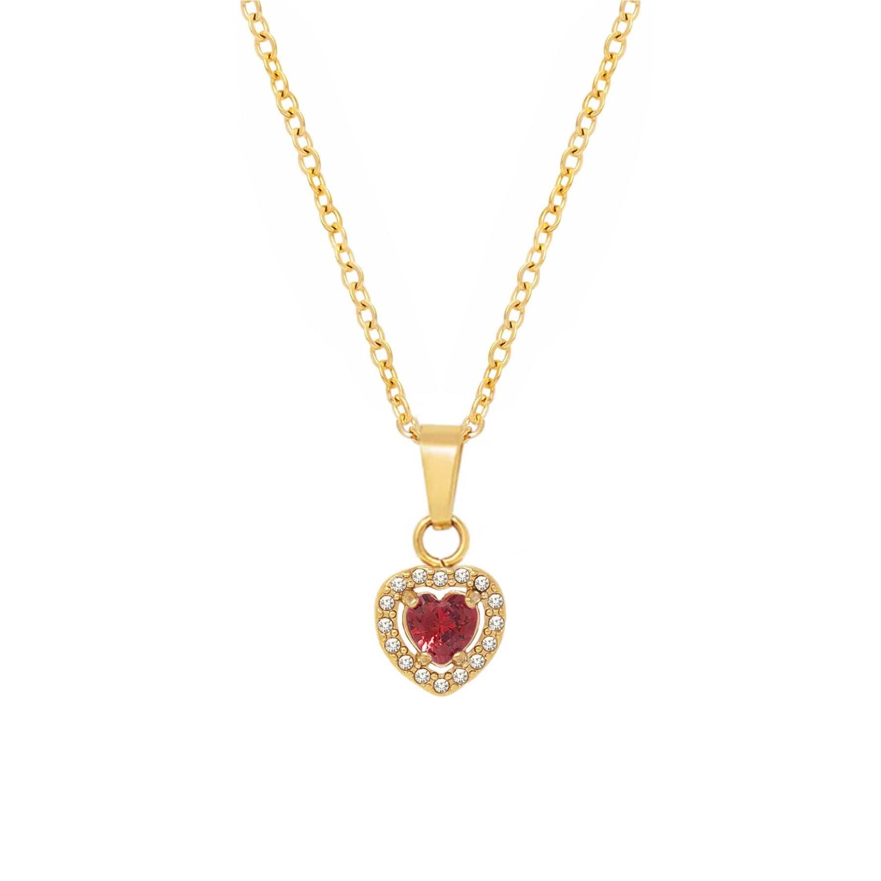 BohoMoon Stainless Steel Infinity Heart Necklace Gold / Red