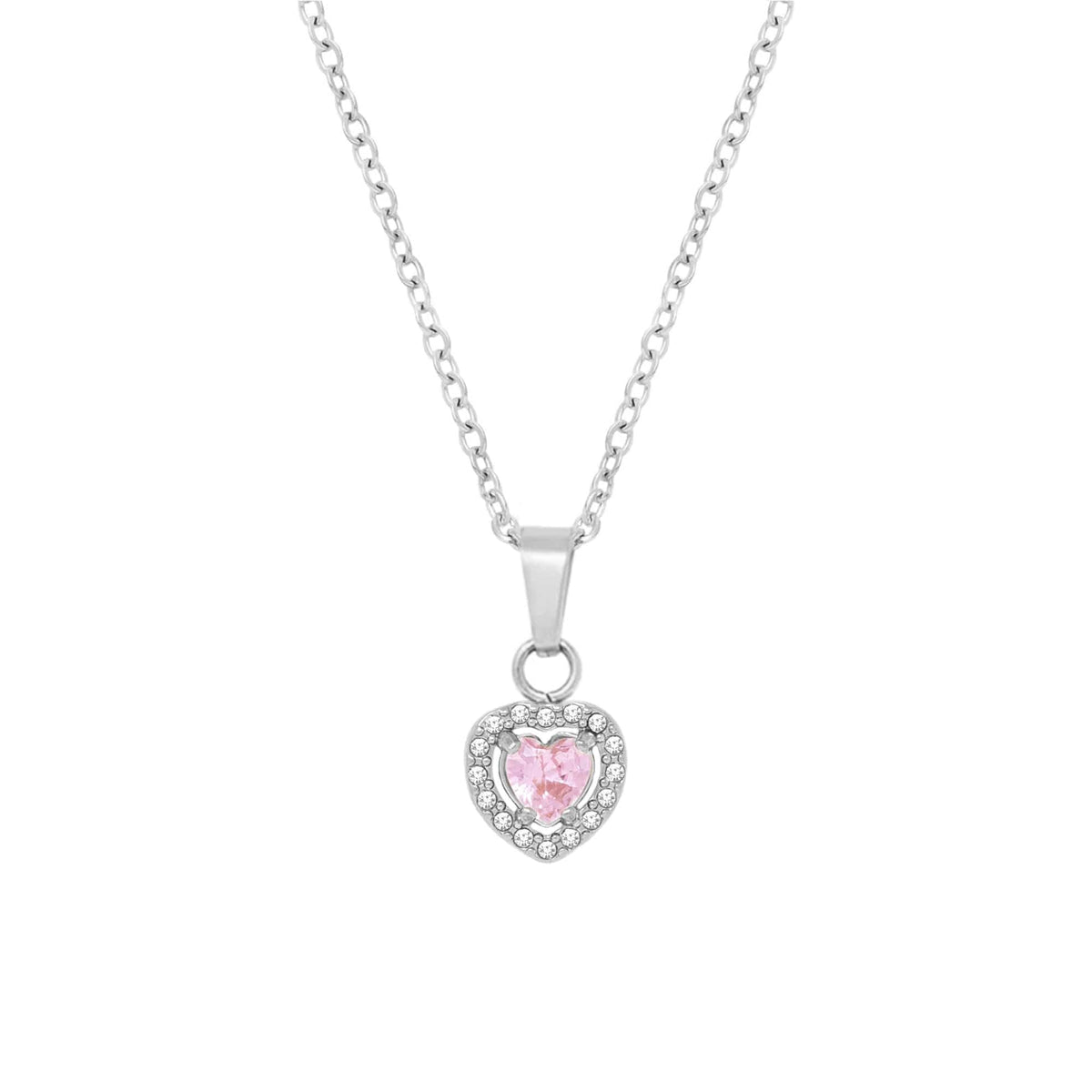 BohoMoon Stainless Steel Infinity Heart Necklace Silver / Pink