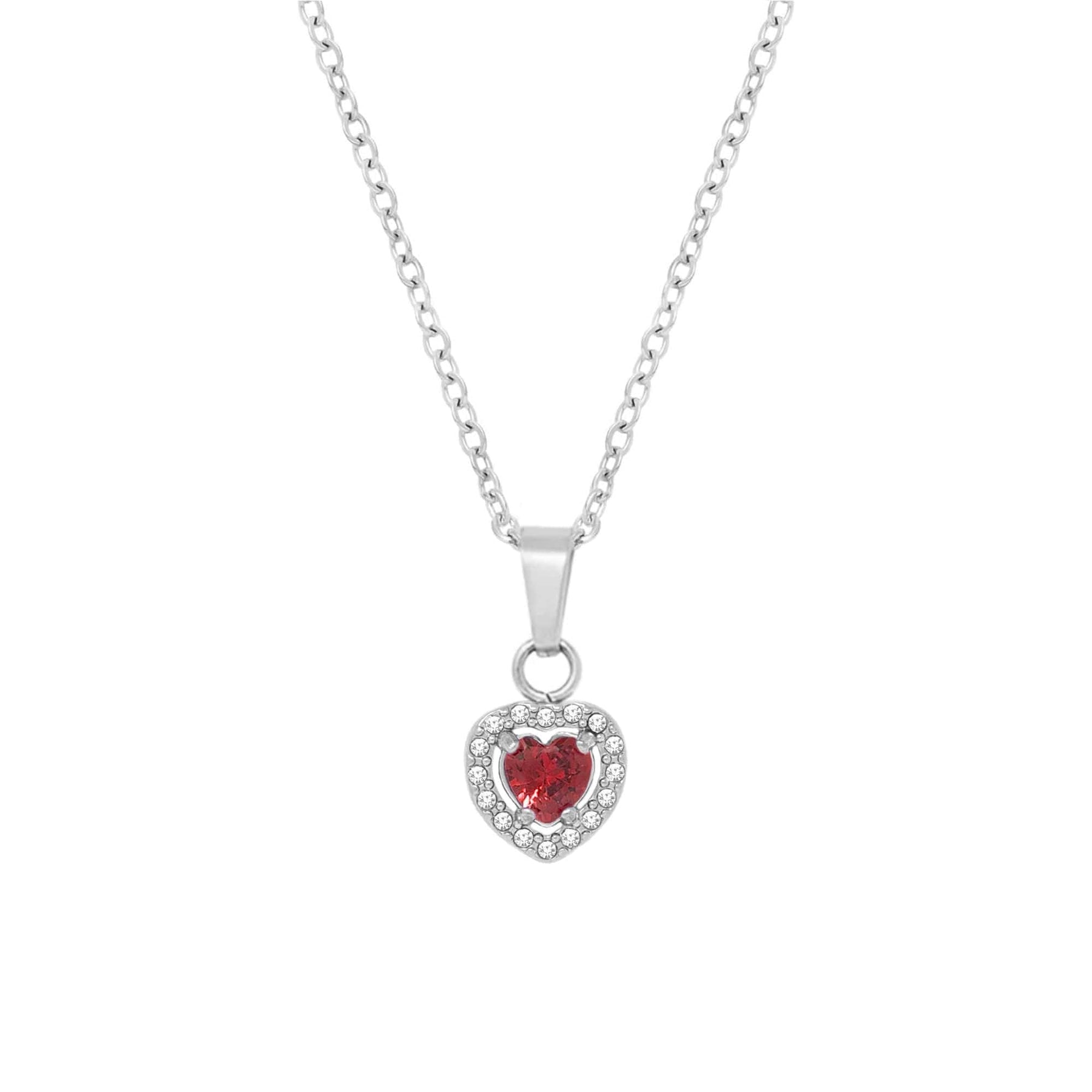 BohoMoon Stainless Steel Infinity Heart Necklace Silver / Red