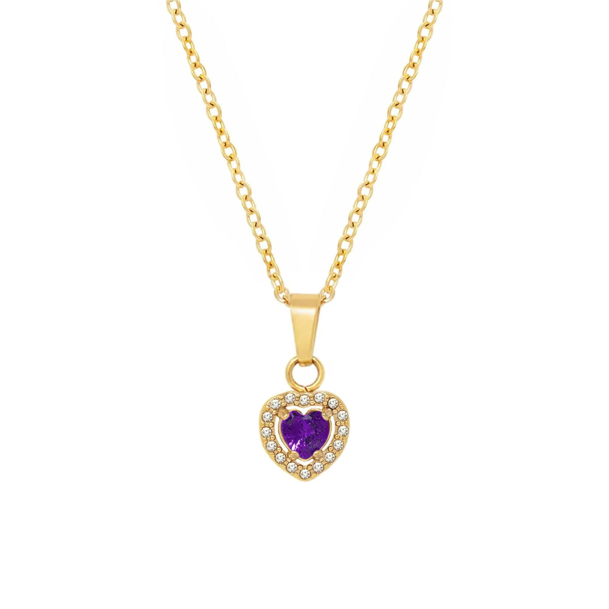 BohoMoon Stainless Steel Infinity Heart Necklace Gold / Purple