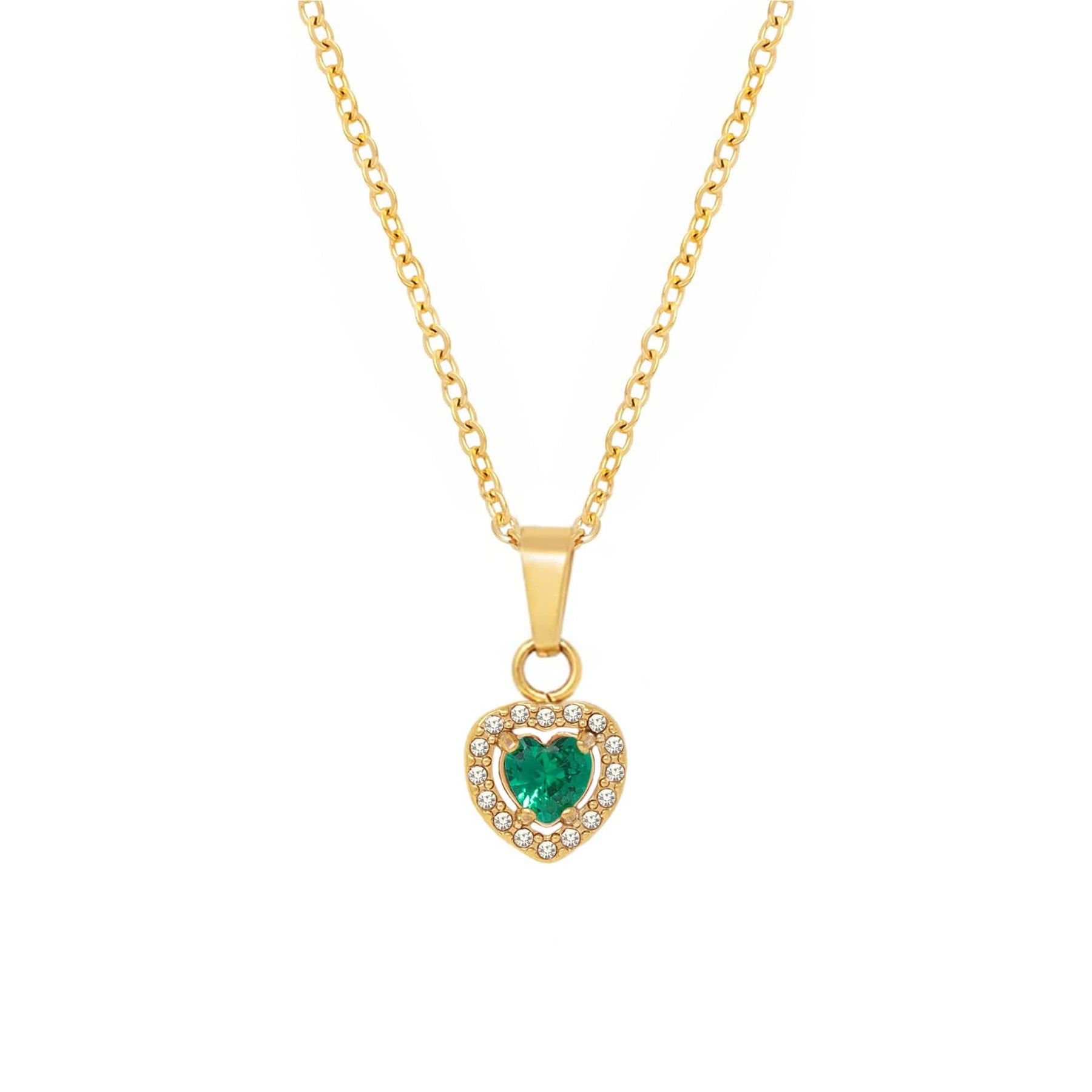 BohoMoon Stainless Steel Infinity Heart Necklace Gold / Green