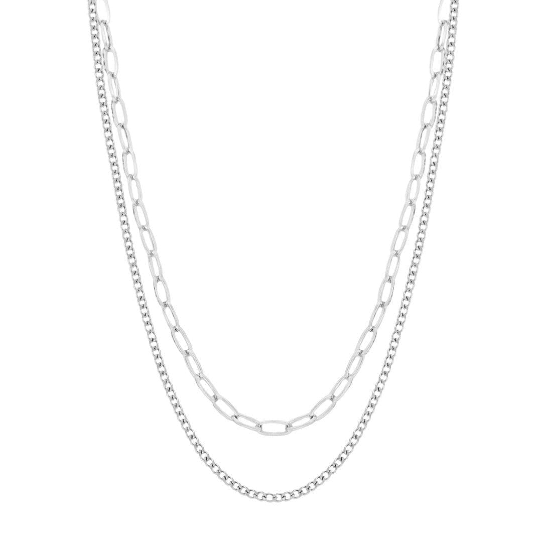 BohoMoon Stainless Steel Influx Layered Necklace Silver