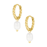 Bohomoon Stainless Steel Inspired Pearl Hoop Earrings