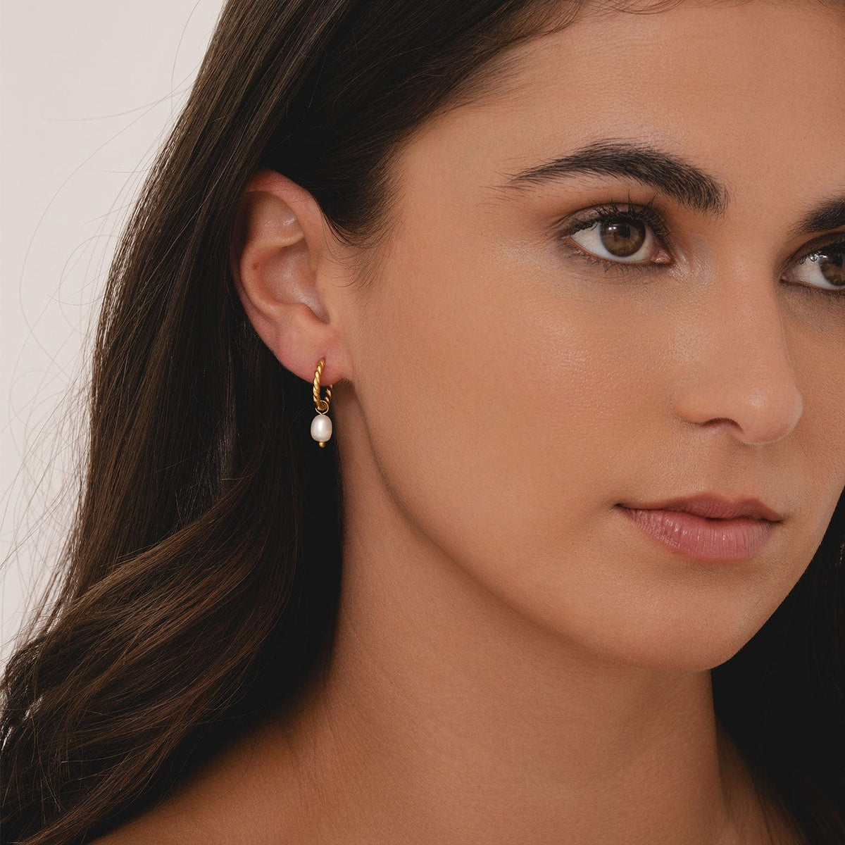Bohomoon Stainless Steel Inspired Pearl Hoop Earrings