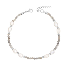 BohoMoon Stainless Steel Isla Labradorite Anklet Silver