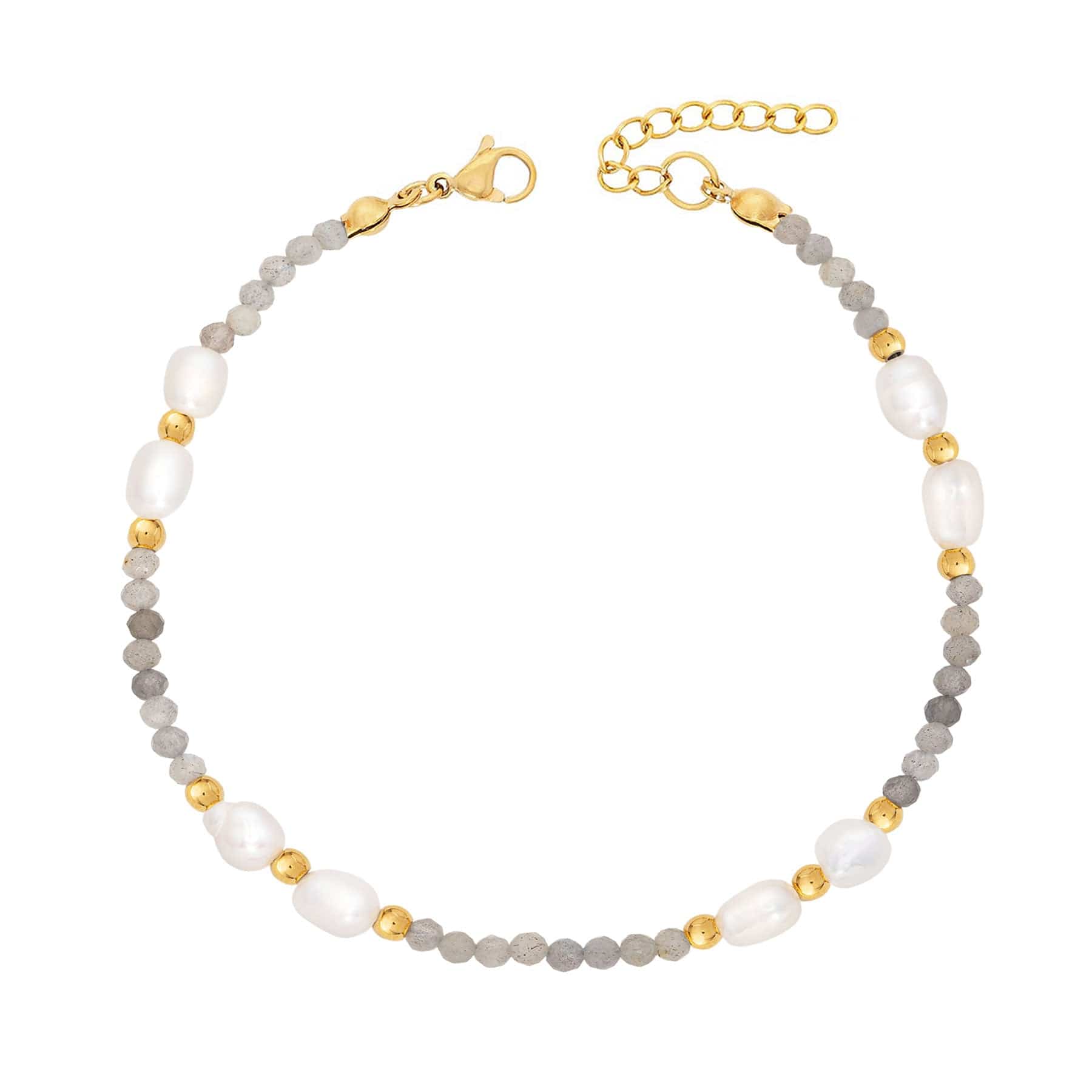 BohoMoon Stainless Steel Isla Labradorite Anklet Gold