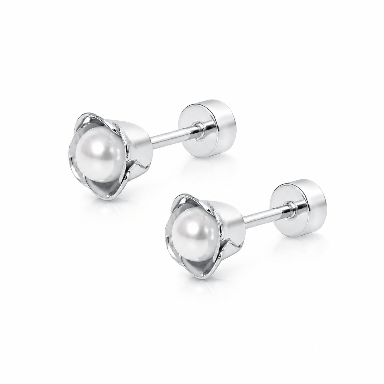 Bohomoon Stainless Steel Island Pearl Stud Earrings