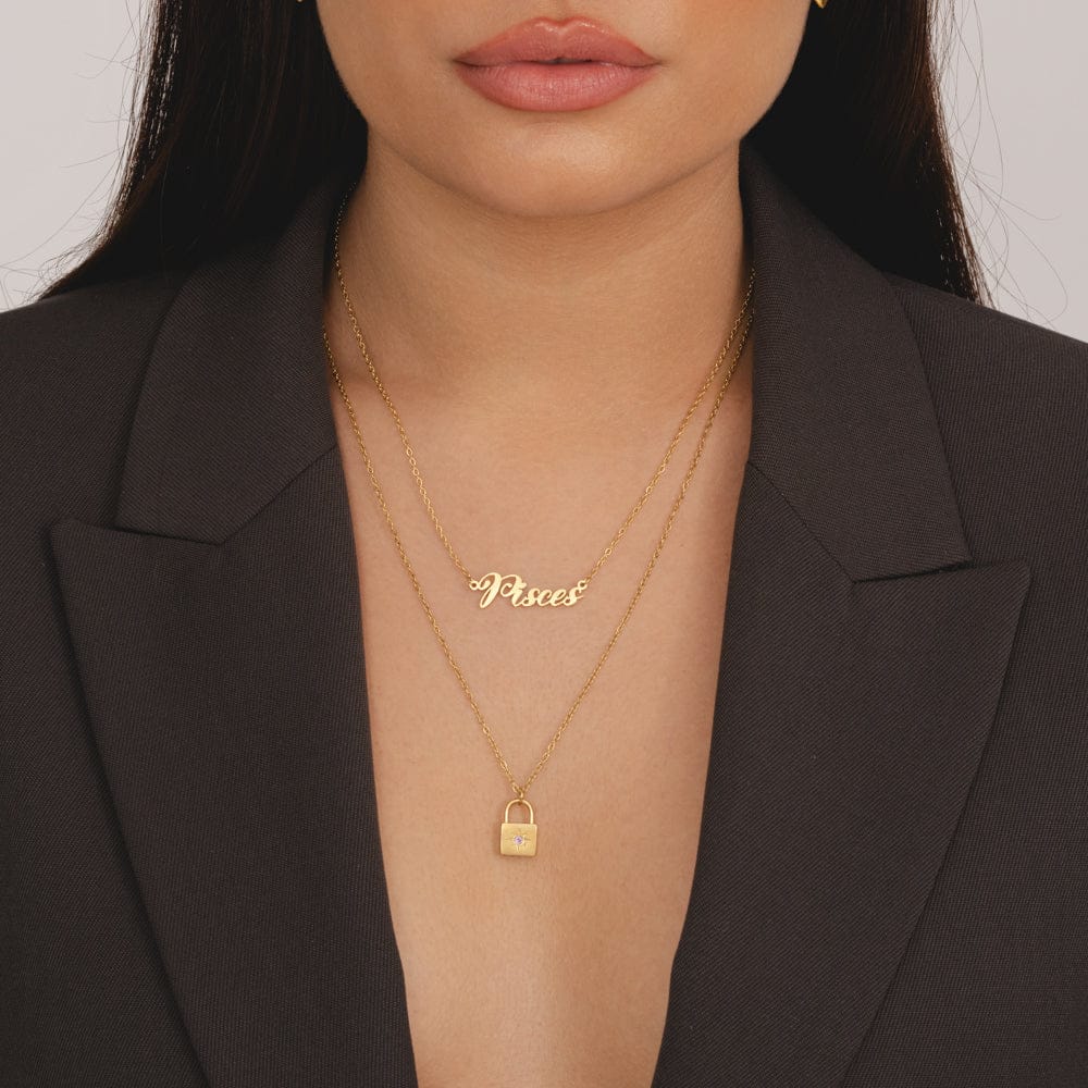 Bohomoon Stainless Steel Italic Zodiac Necklace