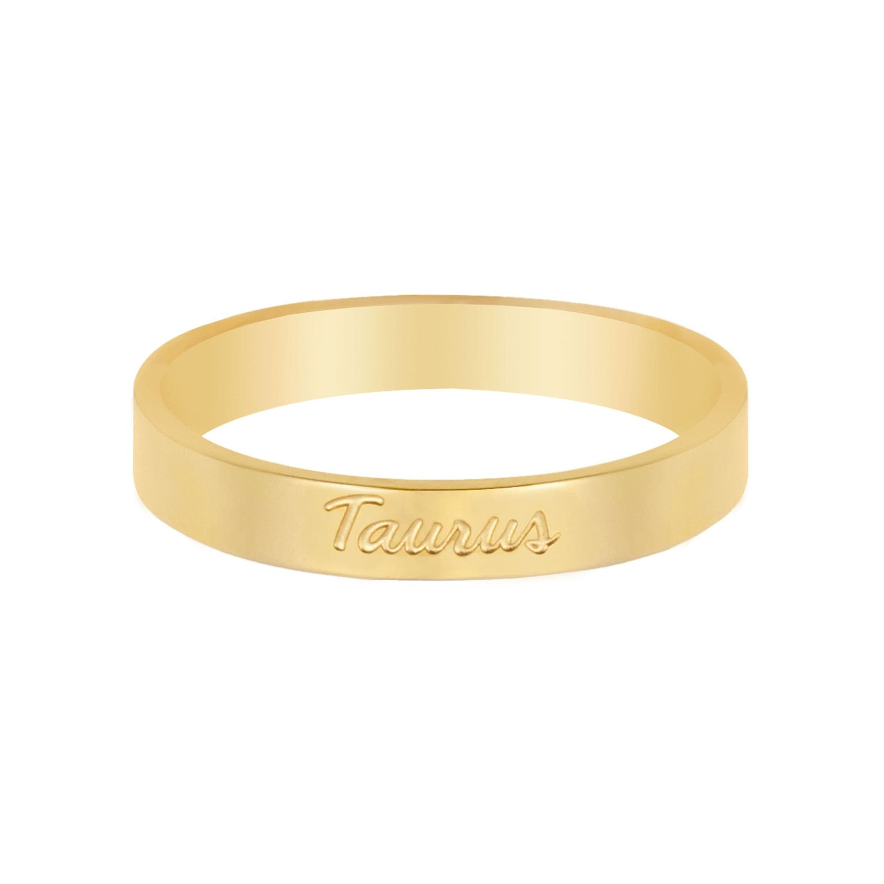 BohoMoon Stainless Steel Italic Zodiac Ring Gold Taurus / US 4 / UK H / EUR 46 / (xxsmall)