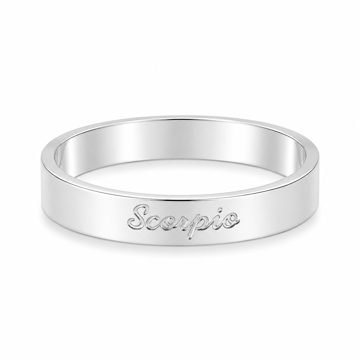 Bohomoon Stainless Steel Italic Zodiac Ring Silver