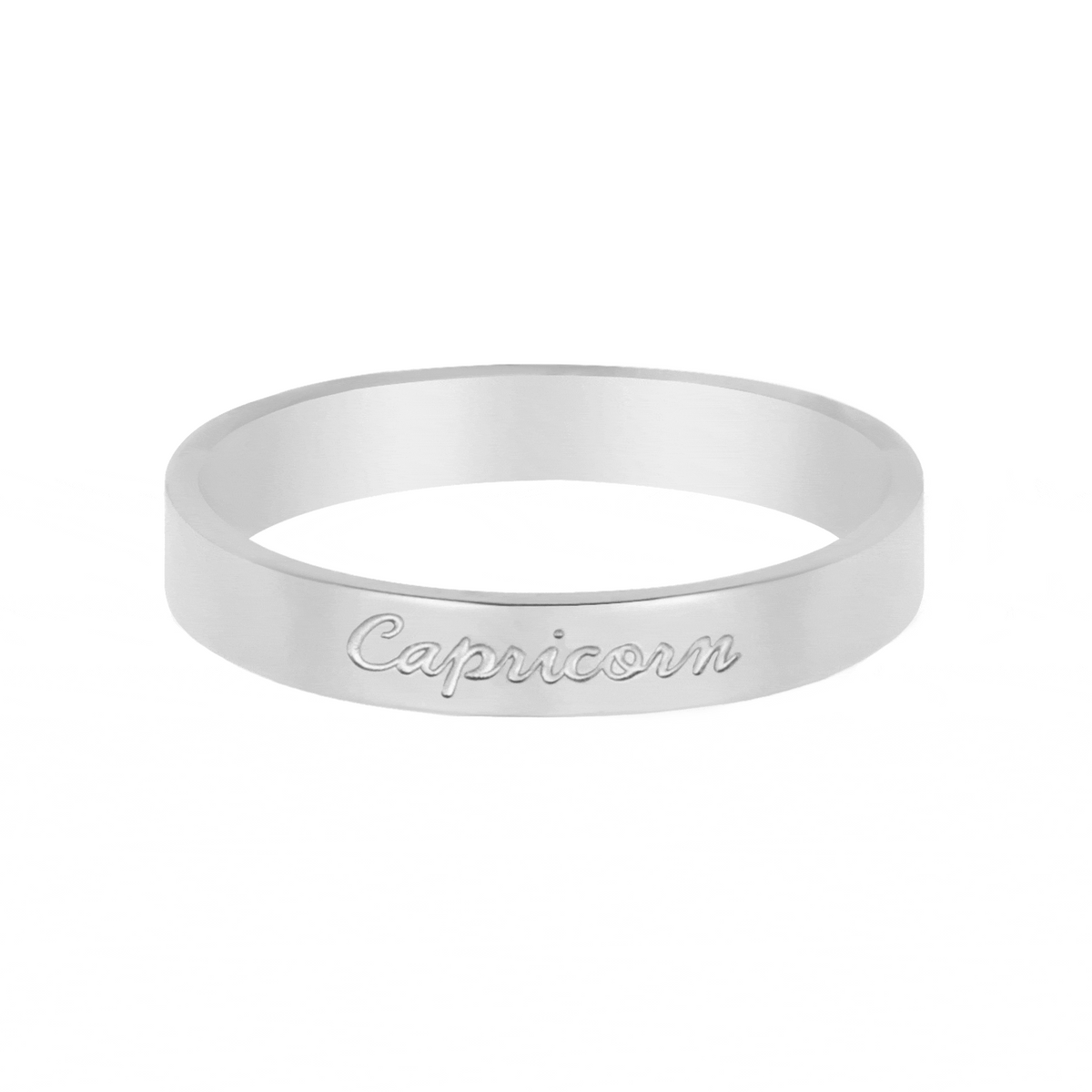 BohoMoon Stainless Steel Italic Zodiac Ring Silver