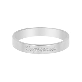 BohoMoon Stainless Steel Italic Zodiac Ring Silver Capricorn / US 4 / UK H / EUR 46 / (xxsmall)