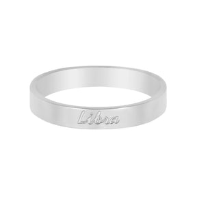 BohoMoon Stainless Steel Italic Zodiac Ring Silver Libra / US 4 / UK H / EUR 46 / (xxsmall)