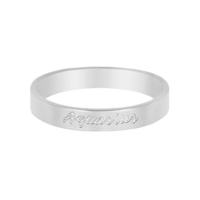 BohoMoon Stainless Steel Italic Zodiac Ring Silver Aquarius / US 4 / UK H / EUR 46 / (xxsmall)