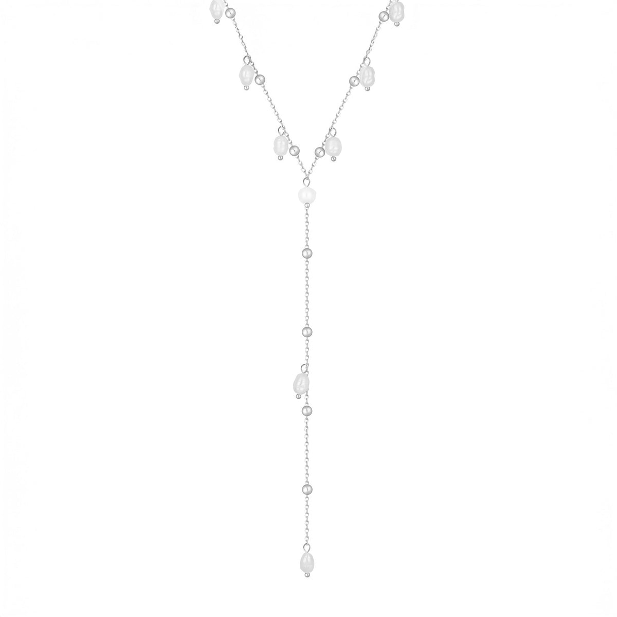 Bohomoon Stainless Steel Ivie Pearl Lariat Necklace