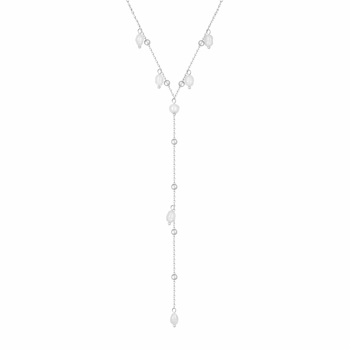 Bohomoon Stainless Steel Ivie Pearl Lariat Necklace