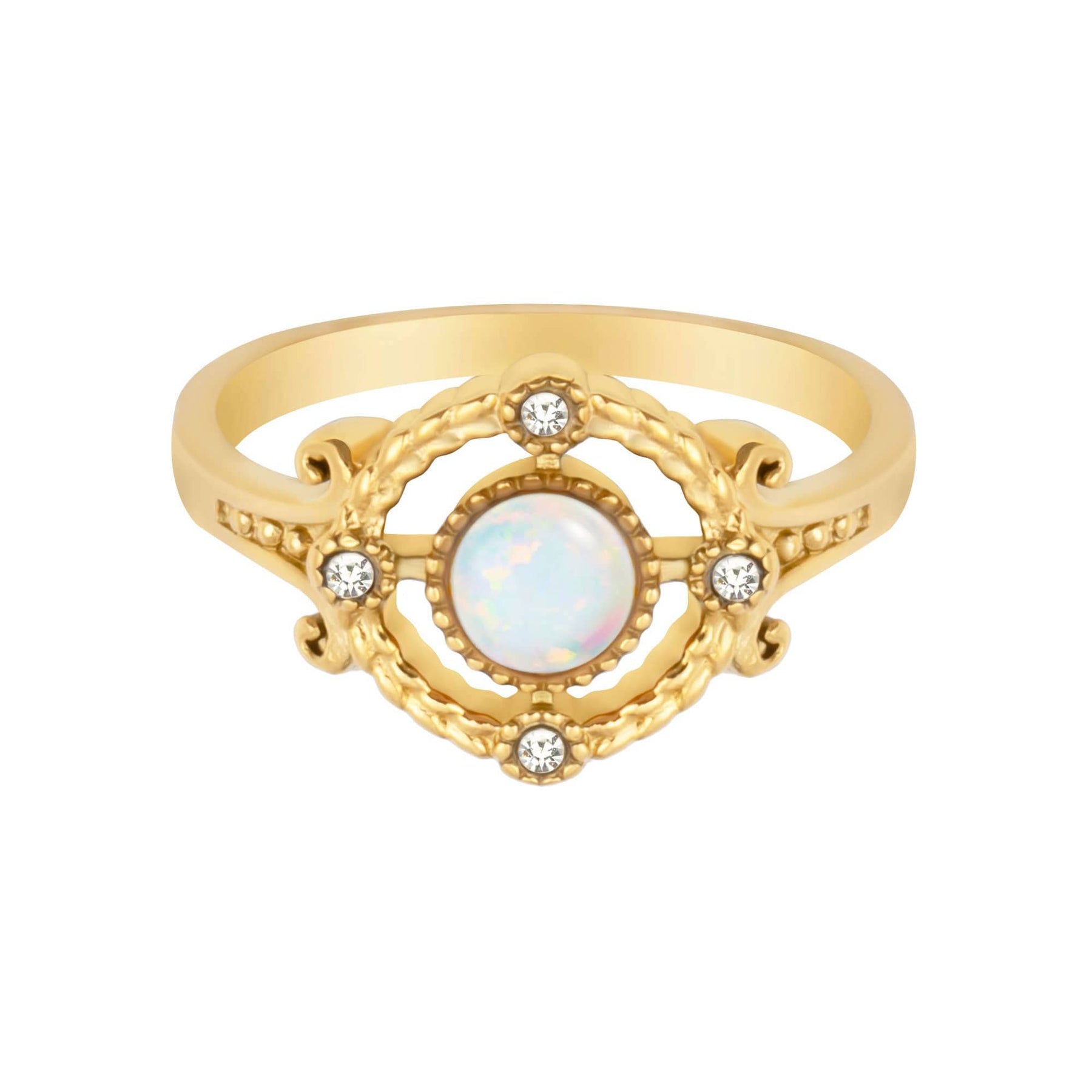 BohoMoon Stainless Steel Jolie Opal Ring Gold / US 4 / UK H / EUR 46 / (xxsmall)
