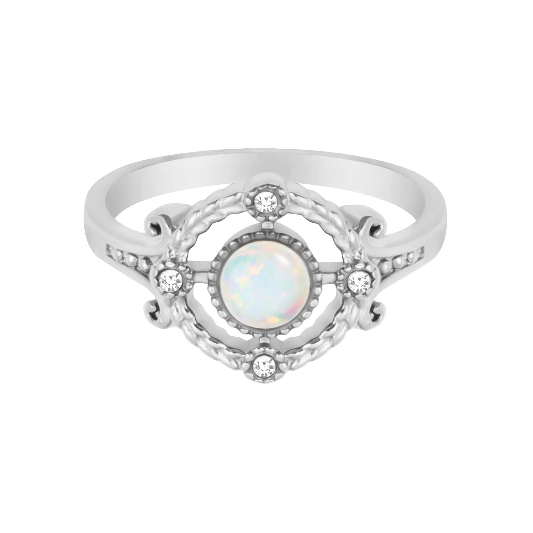 BohoMoon Stainless Steel Jolie Opal Ring Silver / US 4 / UK H / EUR 46 / (xxsmall)