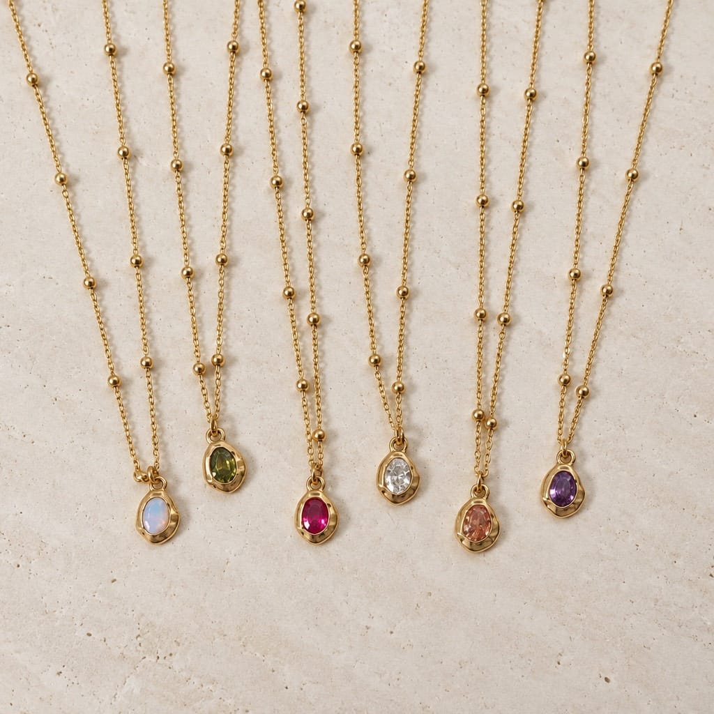 Bohomoon Stainless Steel Kaya Birthstone Necklace