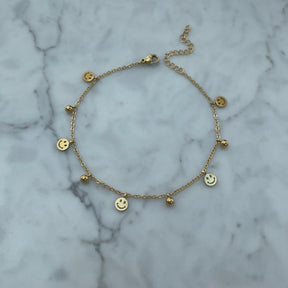 BohoMoon Stainless Steel Kelly Smiley Anklet Gold