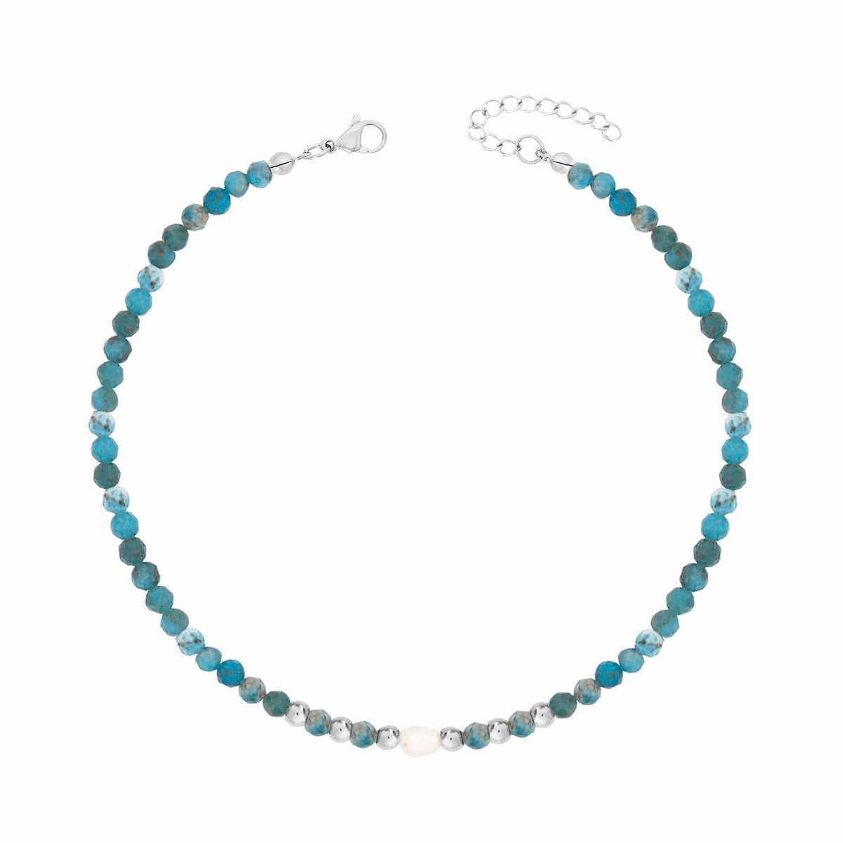 BohoMoon Stainless Steel Lake Pearl Anklet Silver