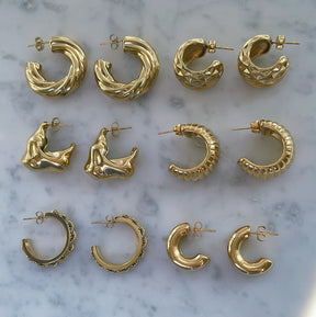 BohoMoon Stainless Steel Lanetta Hoop Earrings Gold