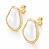 Bohomoon Stainless Steel Laurel Pearl Stud Earrings