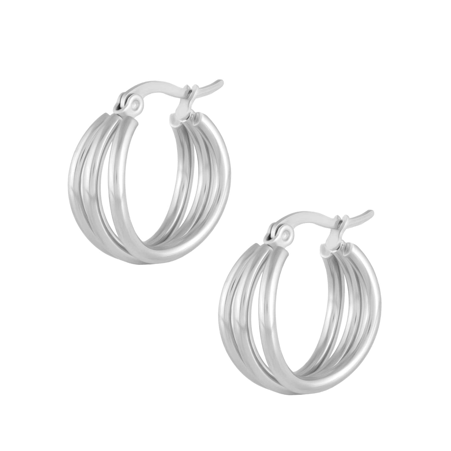 BohoMoon Stainless Steel Lea Triple Hoop Earrings Silver