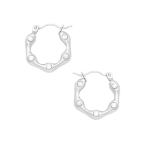 BohoMoon Stainless Steel Lilo Pearl Hoop Earrings Silver