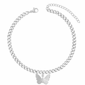 BohoMoon Stainless Steel Lissie Butterfly Anklet Silver