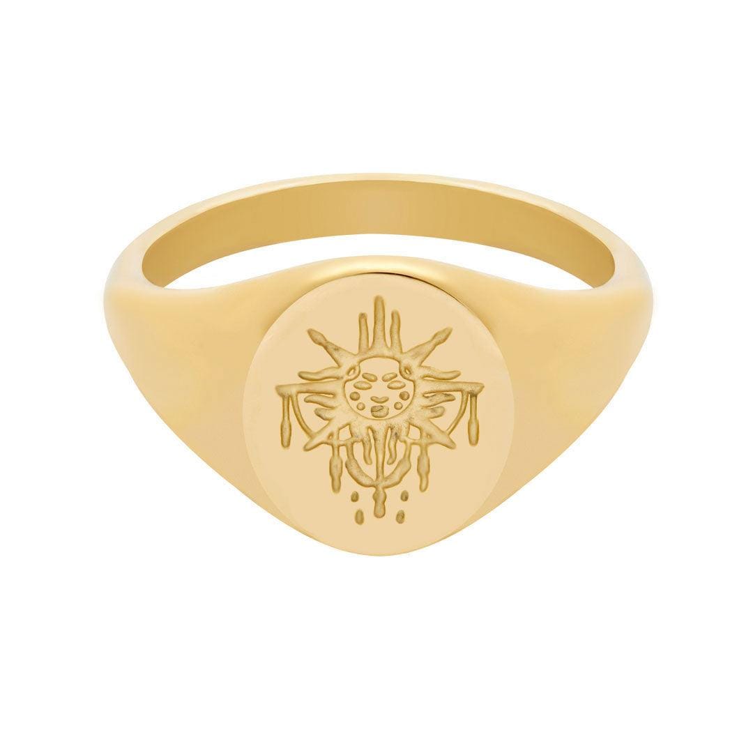 BohoMoon Stainless Steel Live By The Sun Signet Ring Gold / US 5 / UK J / EUR 49 (x small)