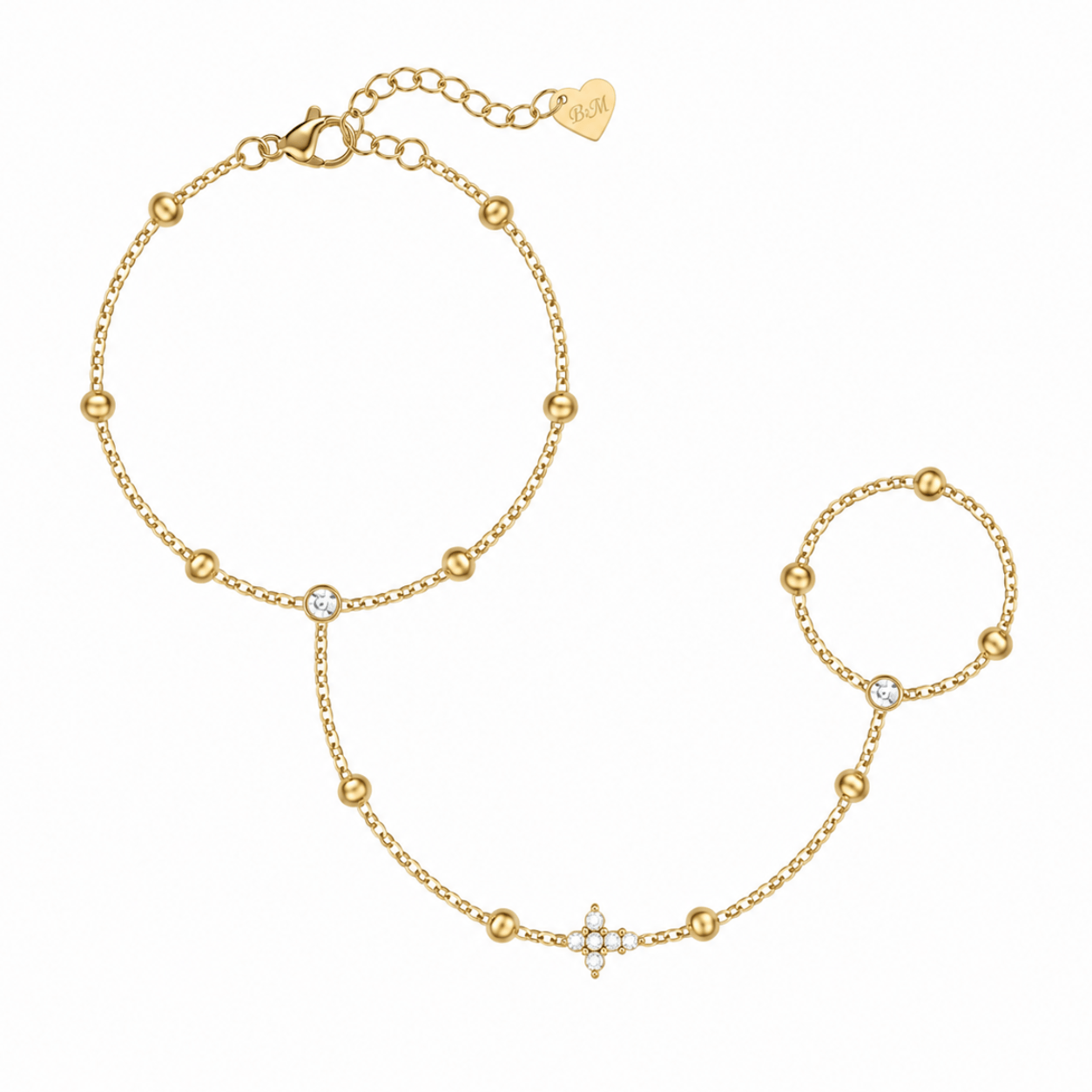 Bohomoon Stainless Steel Lois Cross Hand Chain Bracelet