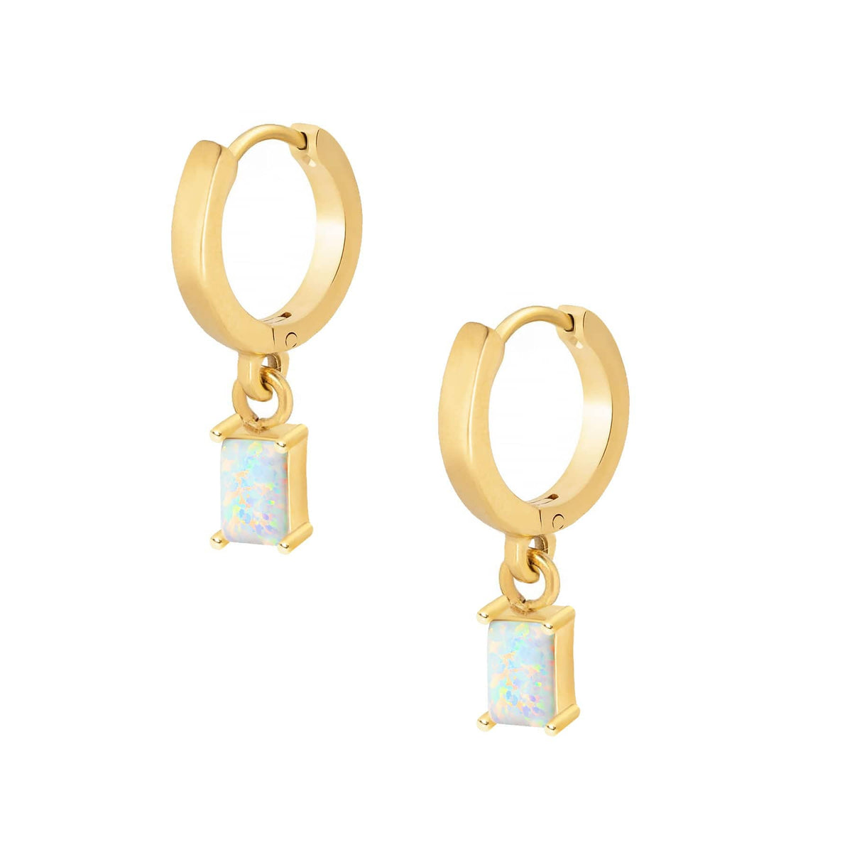 BohoMoon Stainless Steel Loretta Opal Hoop Earrings Gold