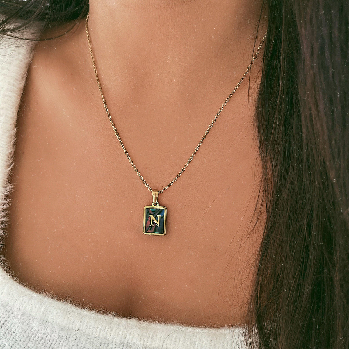 BohoMoon Stainless Steel Lourdes Initial Necklace