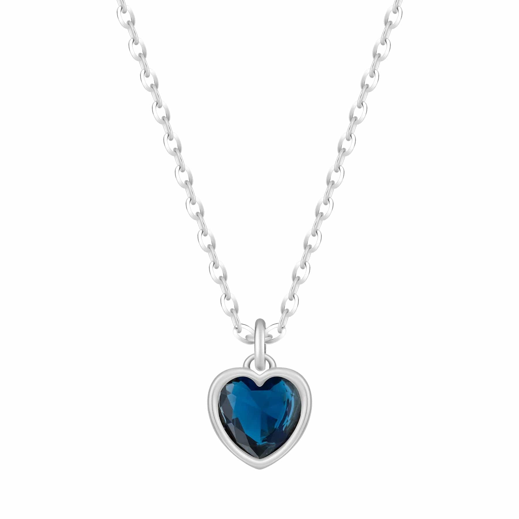 Bohomoon Stainless Steel Love Heart Birthstone Necklace