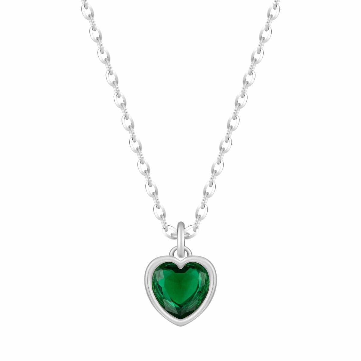 Bohomoon Stainless Steel Love Heart Birthstone Necklace