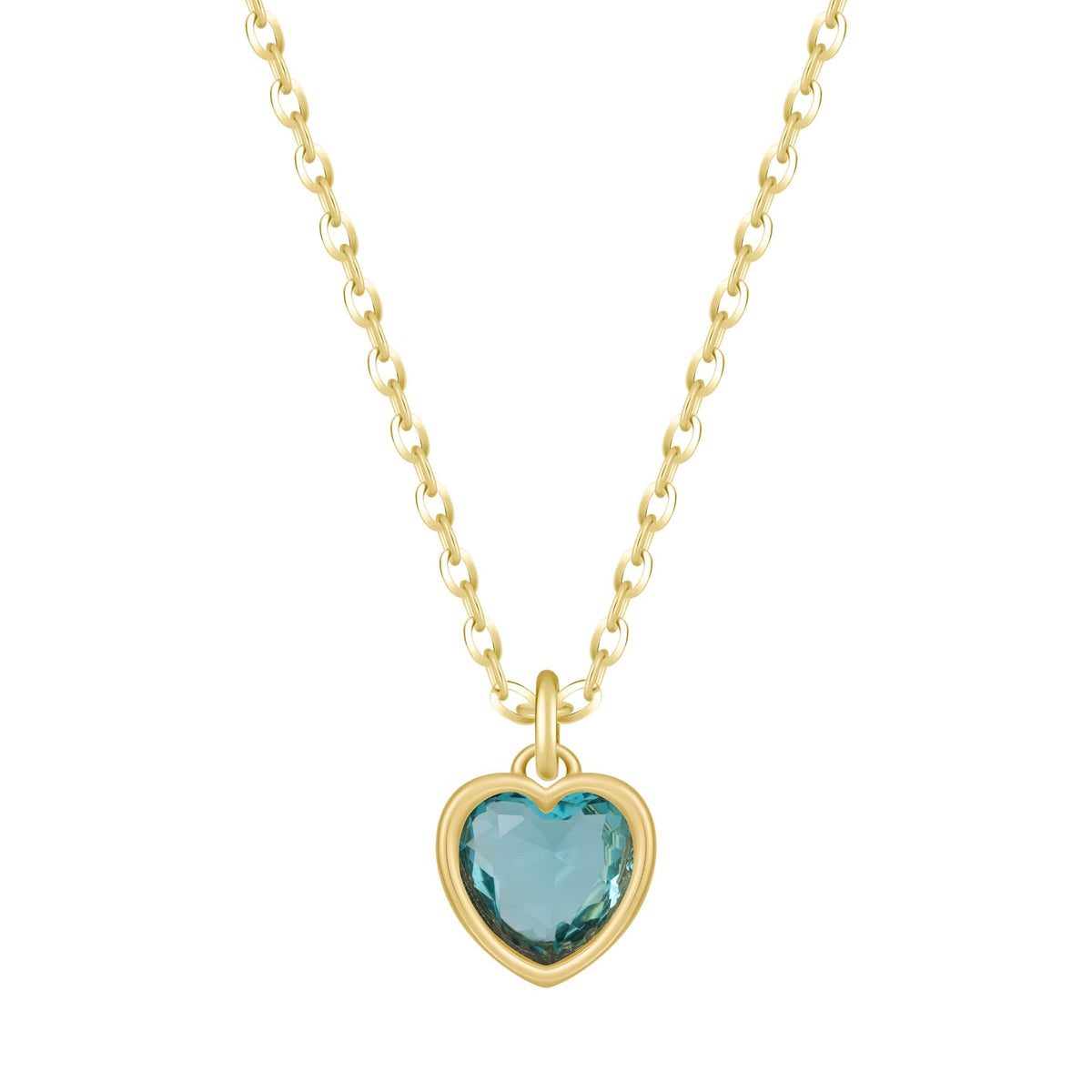 Bohomoon Stainless Steel Love Heart Birthstone Necklace