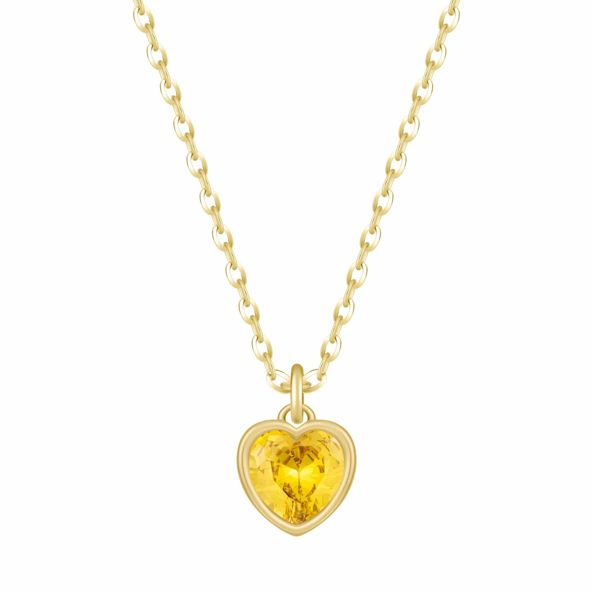 Bohomoon Stainless Steel Love Heart Birthstone Necklace