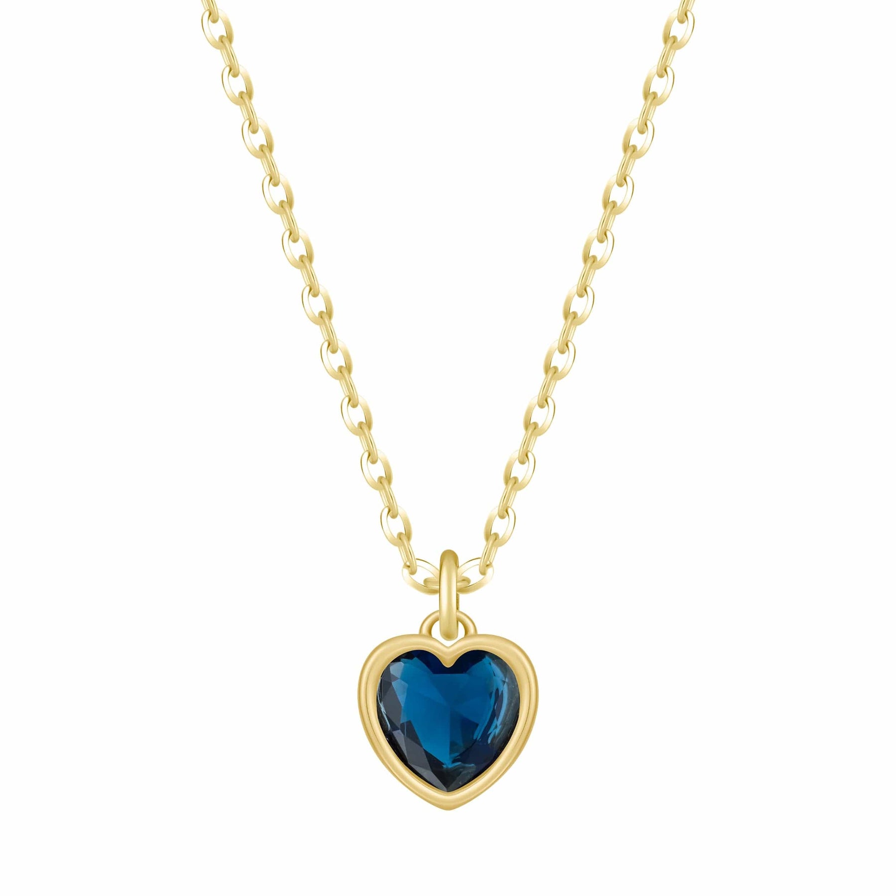 Bohomoon Stainless Steel Love Heart Birthstone Necklace