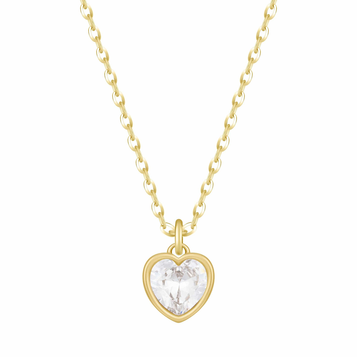 Bohomoon Stainless Steel Love Heart Birthstone Necklace