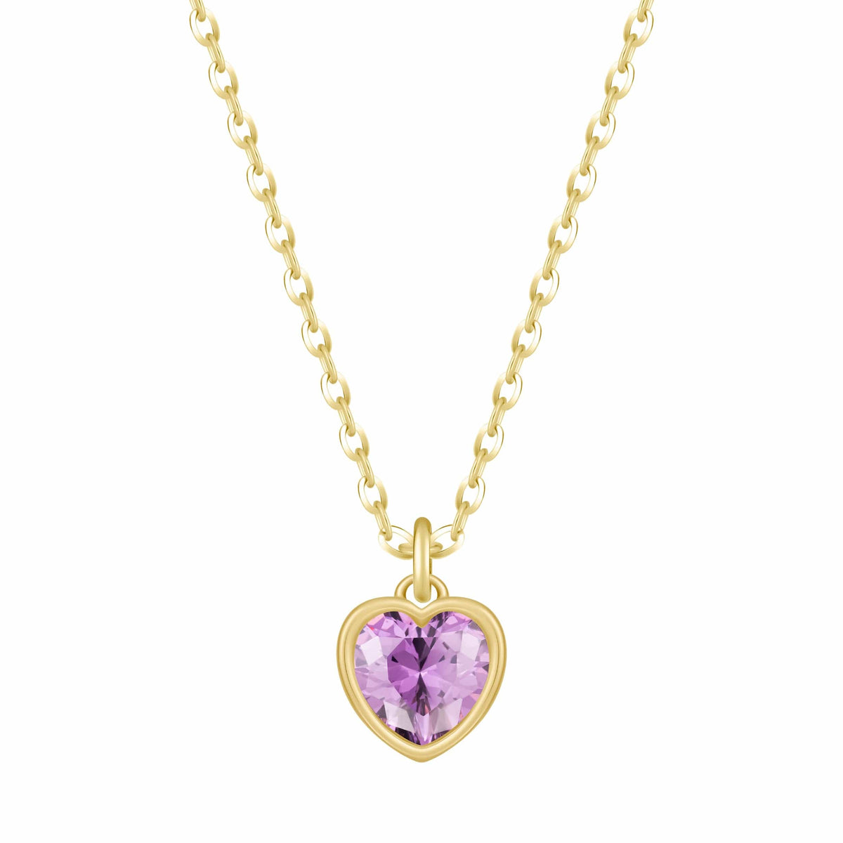 Bohomoon Stainless Steel Love Heart Birthstone Necklace