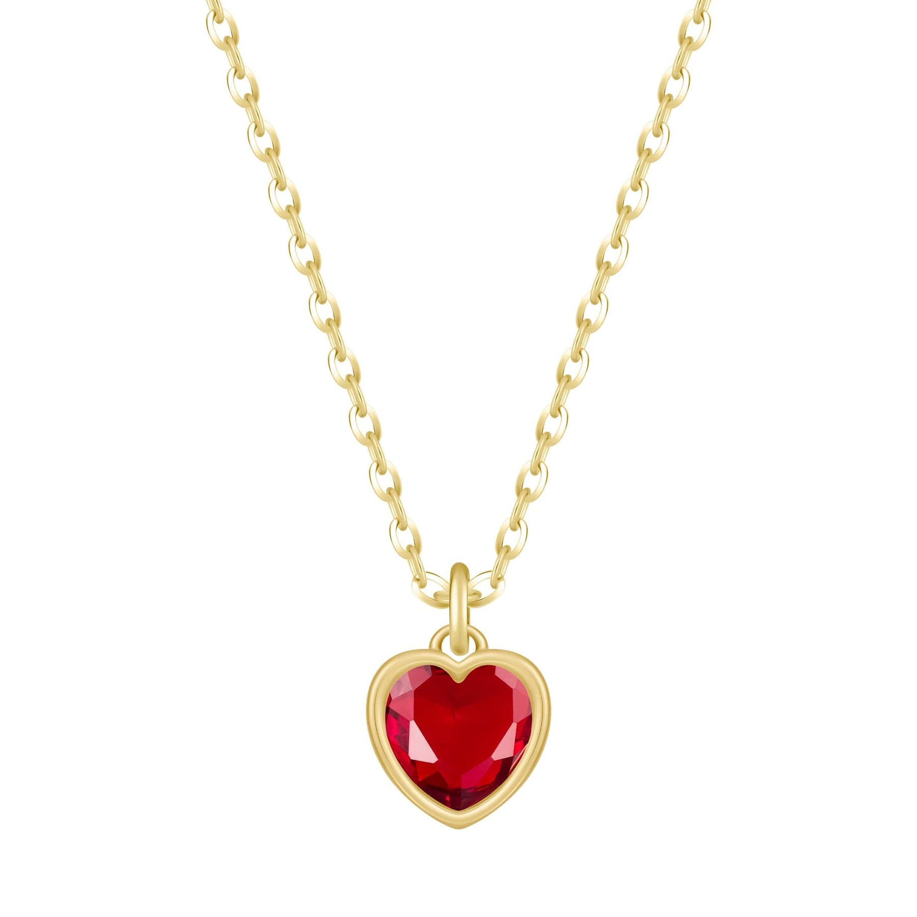 Bohomoon Stainless Steel Love Heart Birthstone Necklace